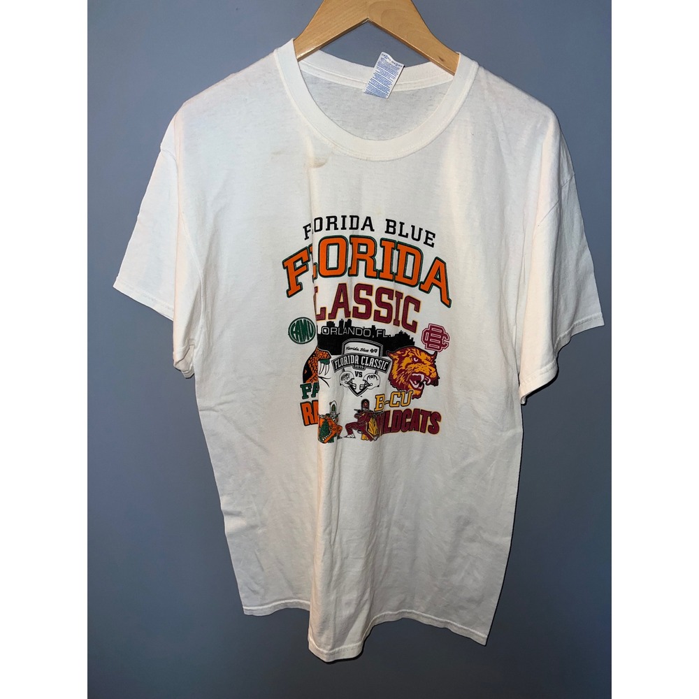 Gildan Florida Classic 2015 FAMU vs BCU Graphic T-Shirt White Mens Large HBCU